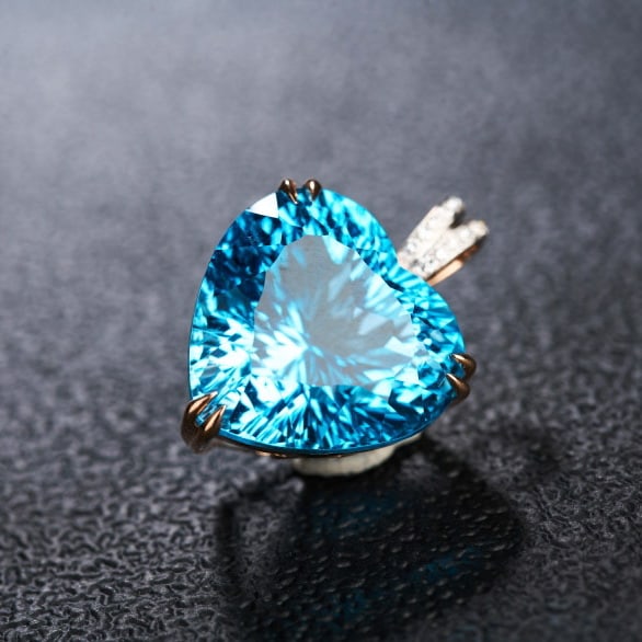 14k Gold 21.36 Ct Natural Topaz & Diamond Pendant( Without Chain ) - 6