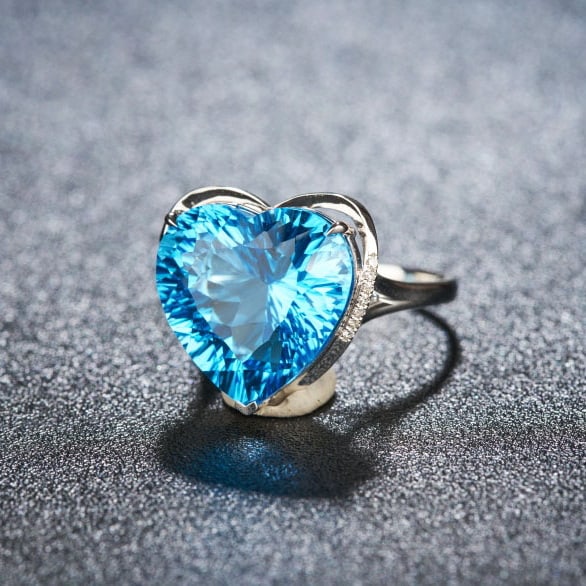 14k Gold 14.8 Ct Natural Topaz & Diamond Ring - 3