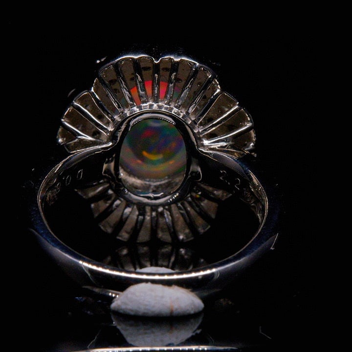14k Gold 2.88 Ctw Natural Opal & Diamond Ring - 4