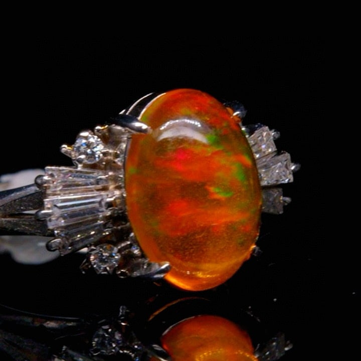 14k Gold 2.53 Ctw Natural Opal & Diamond Ring - 2