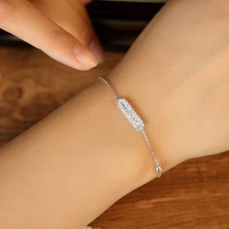 14k Gold 0.50 Ct Natural H Diamond Bracelet - 2