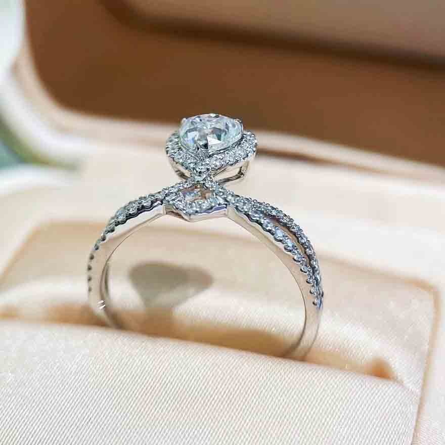 Gia Certified 14k Gold 0.40 Ct Natural D Vs1 Heart Diamond Ring - 2