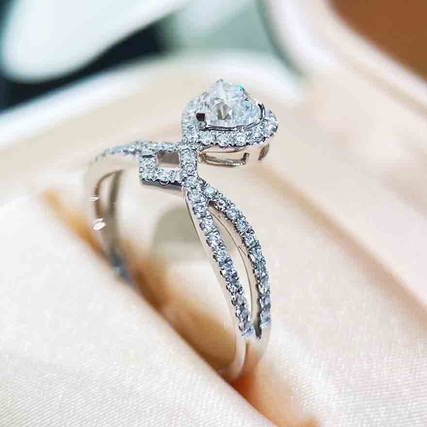Gia Certified 14k Gold 0.40 Ct Natural D Vs1 Heart Diamond Ring - 3
