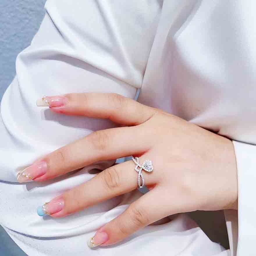 Gia Certified 14k Gold 0.40 Ct Natural D Vs1 Heart Diamond Ring - 4
