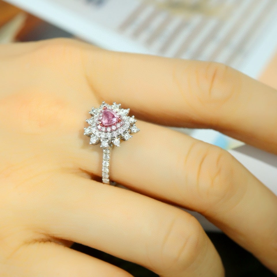 14k Gold 0.83 Ctw Natural Pink Diamond & Diamond Ring - 6