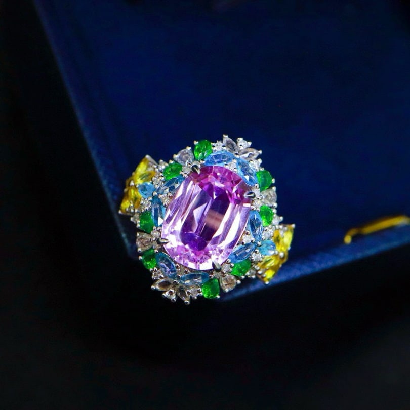 14k Gold 5.6 Ct Natural Kunzite Ring - 2