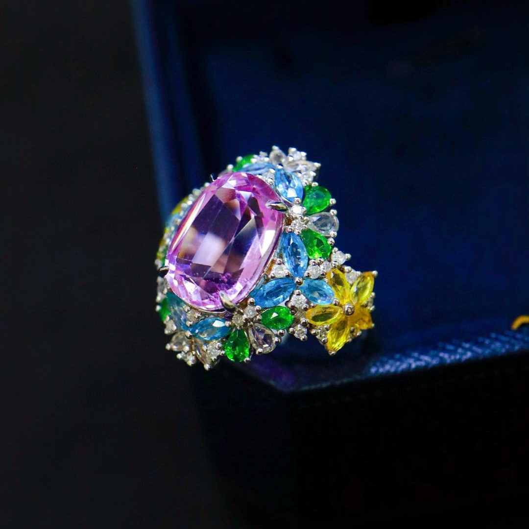 14k Gold 5.6 Ct Natural Kunzite Ring - 6