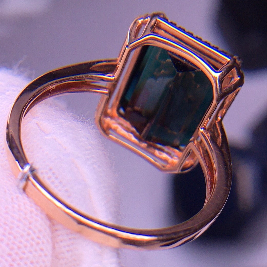 14k Gold 5.8 Ct Natural Tourmaline & Diamond Ring - 5
