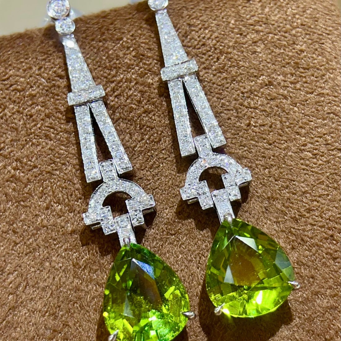 14k Gold 6.19 Ctw Natural Tourmaline & Diamond Earrings - 3