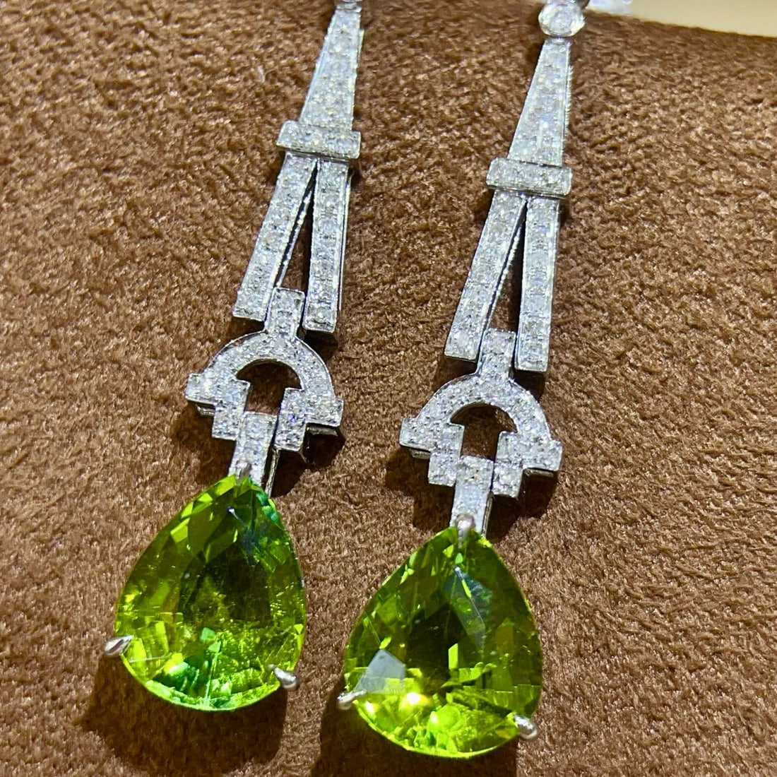 14k Gold 6.19 Ctw Natural Tourmaline & Diamond Earrings - 4