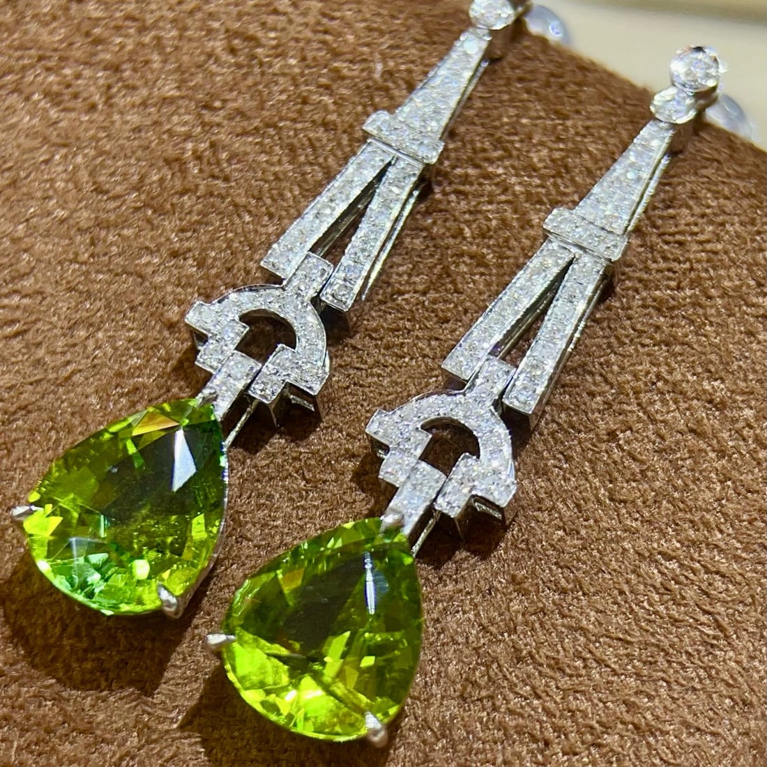 14k Gold 6.19 Ctw Natural Tourmaline & Diamond Earrings - 5