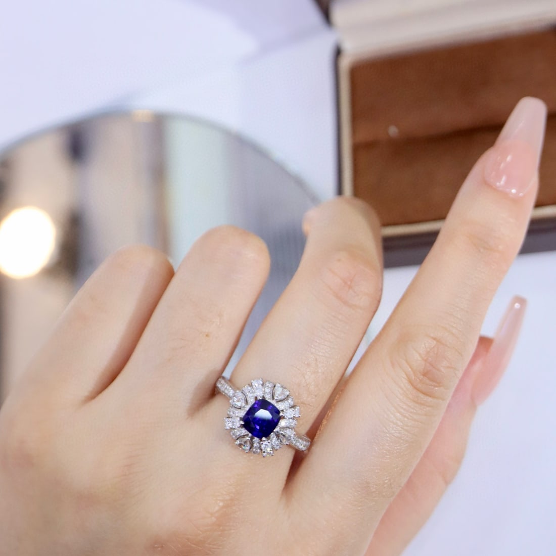 14k Gold 1.96 Ctw Natural Sapphire & Diamond Ring - 4