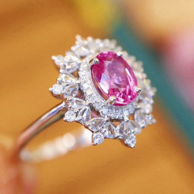 14k Gold 1.75 Ctw Natural Padparadscha Sapphire & Diamond Ring - 2