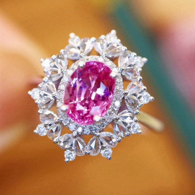 14k Gold 1.75 Ctw Natural Padparadscha Sapphire & Diamond Ring - 3