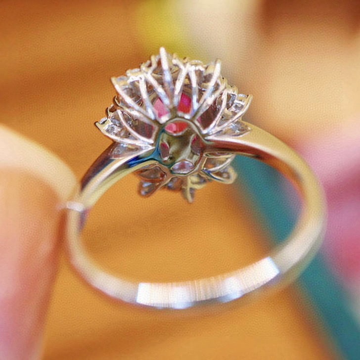14k Gold 1.75 Ctw Natural Padparadscha Sapphire & Diamond Ring - 4