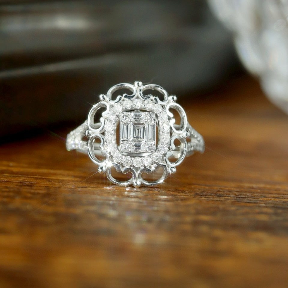 14k Gold 0.70 Ct Natural H Diamond Ring: Ref:231046115 // gold content:14k gold // ring size:7. 25us // // main gemstone:diamond // shape:multiply // carat weight:0. 70ct // clarity grade:vs-si // color:h // treatment:natural // High