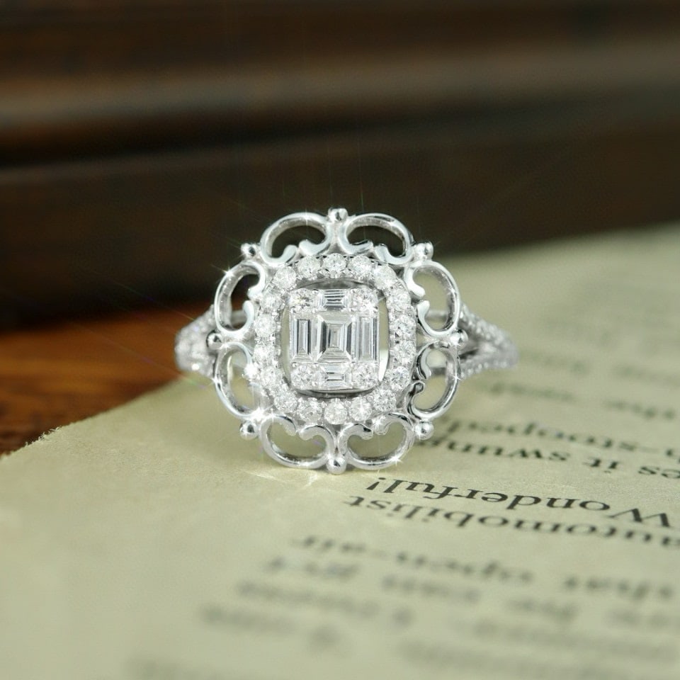 14k Gold 0.70 Ct Natural H Diamond Ring - 2