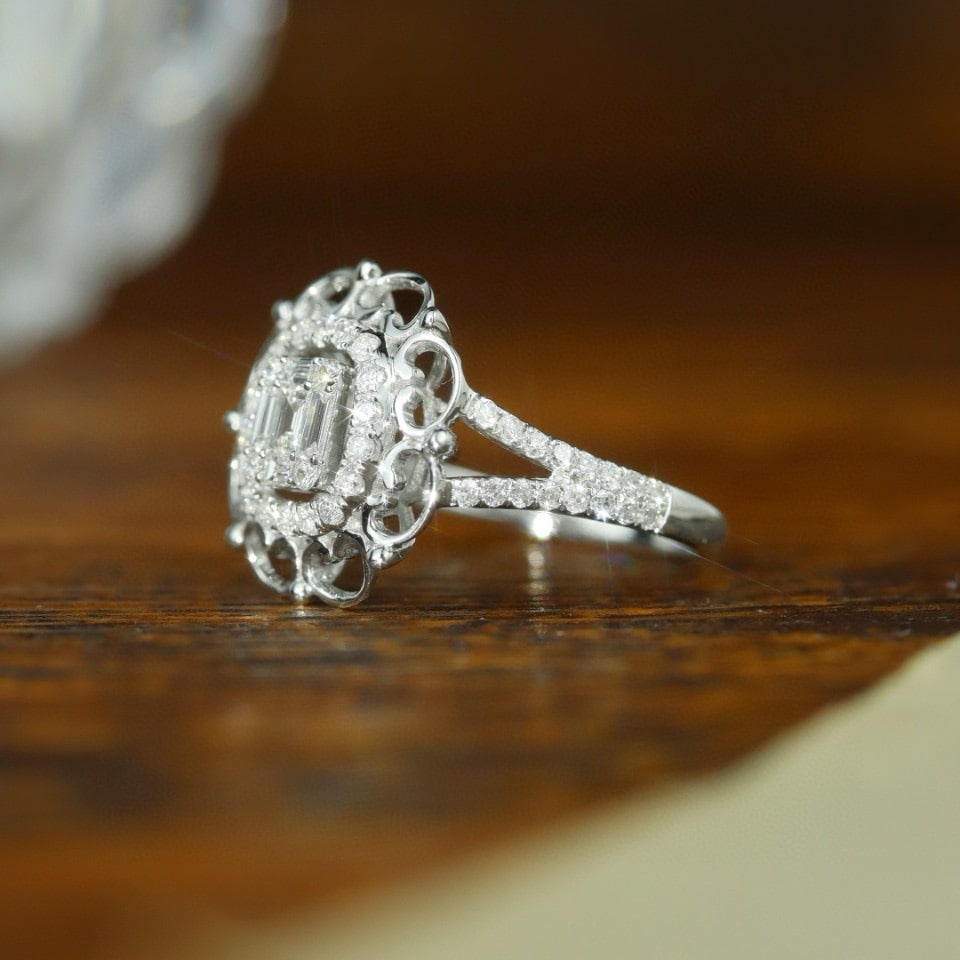 14k Gold 0.70 Ct Natural H Diamond Ring - 3