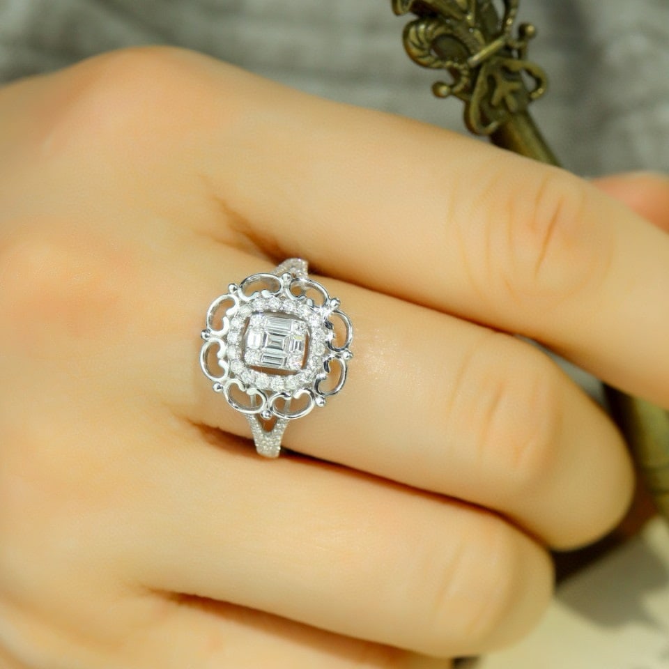 14k Gold 0.70 Ct Natural H Diamond Ring - 5