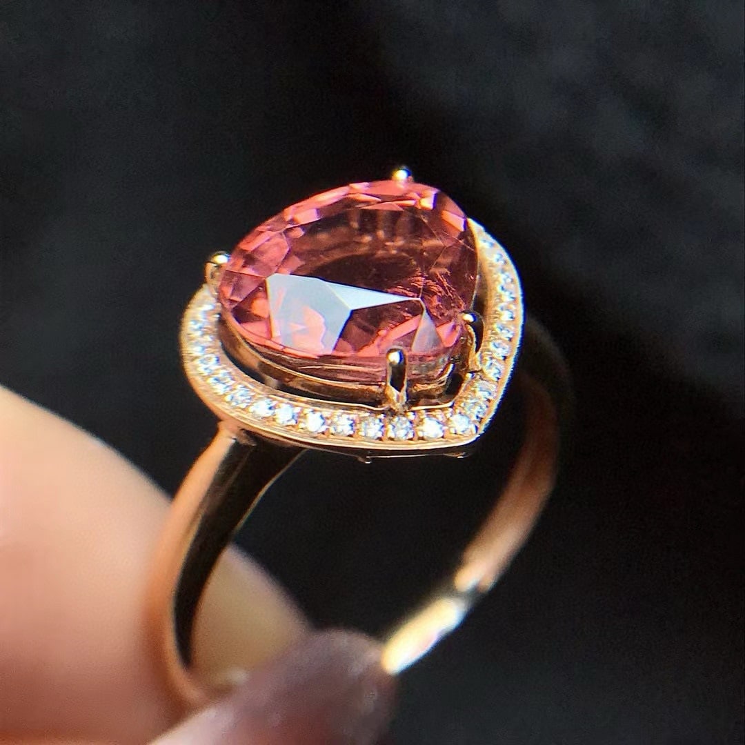 14k Gold 3.16 Ctw Natural Tourmaline & Diamond Ring - 5