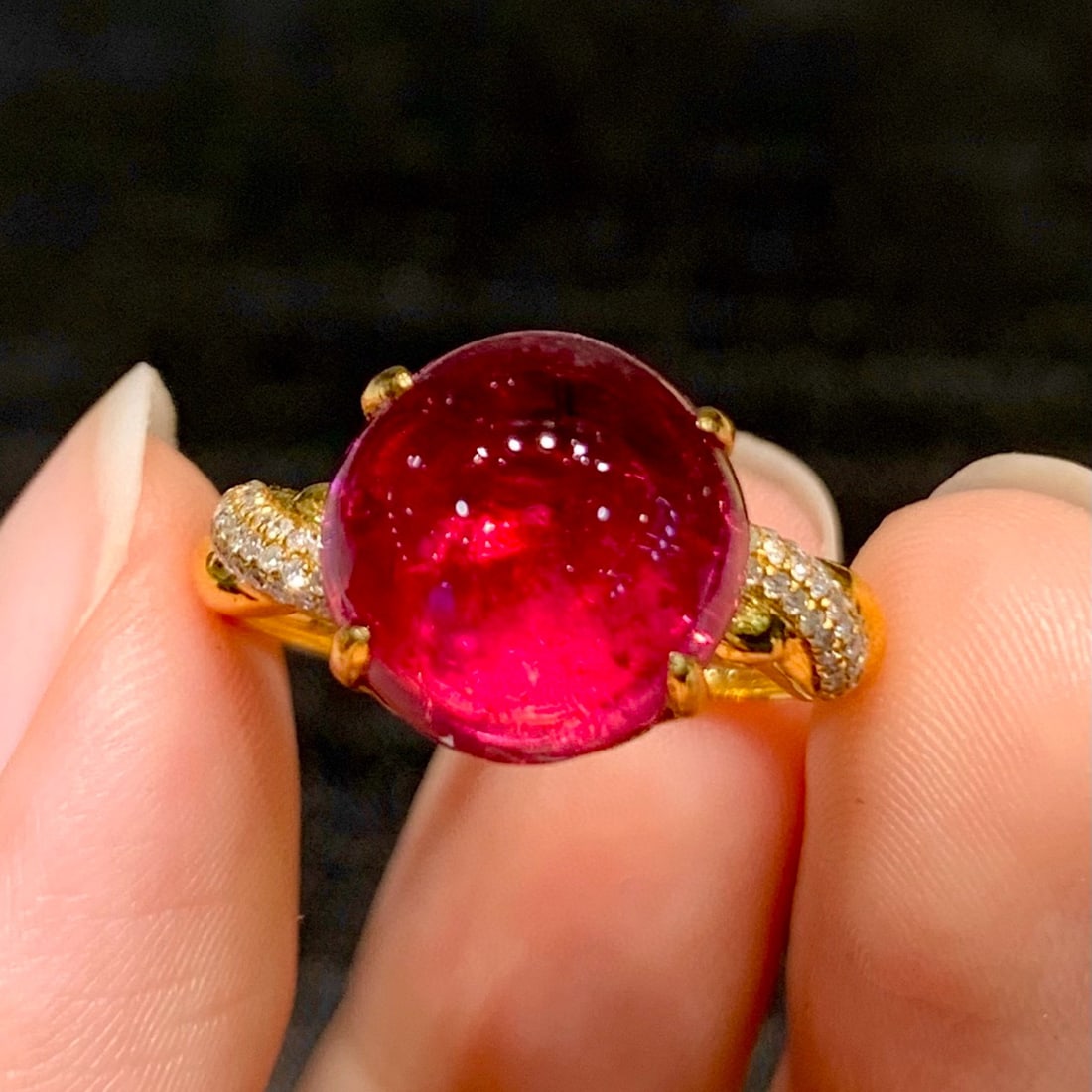 14k Gold 6.1 Ct Natural Tourmaline & Diamond Ring - 5