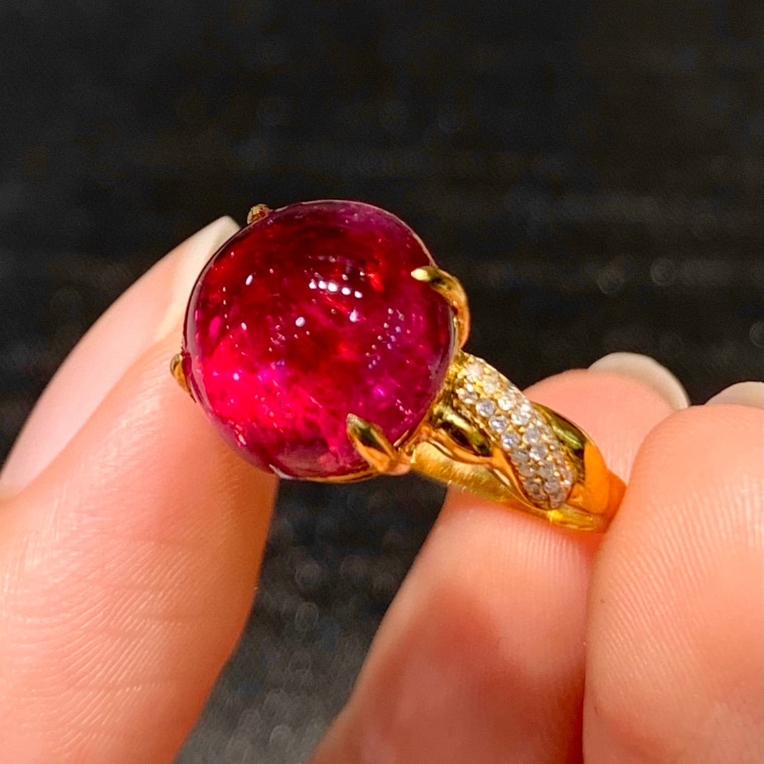 14k Gold 6.1 Ct Natural Tourmaline & Diamond Ring - 6