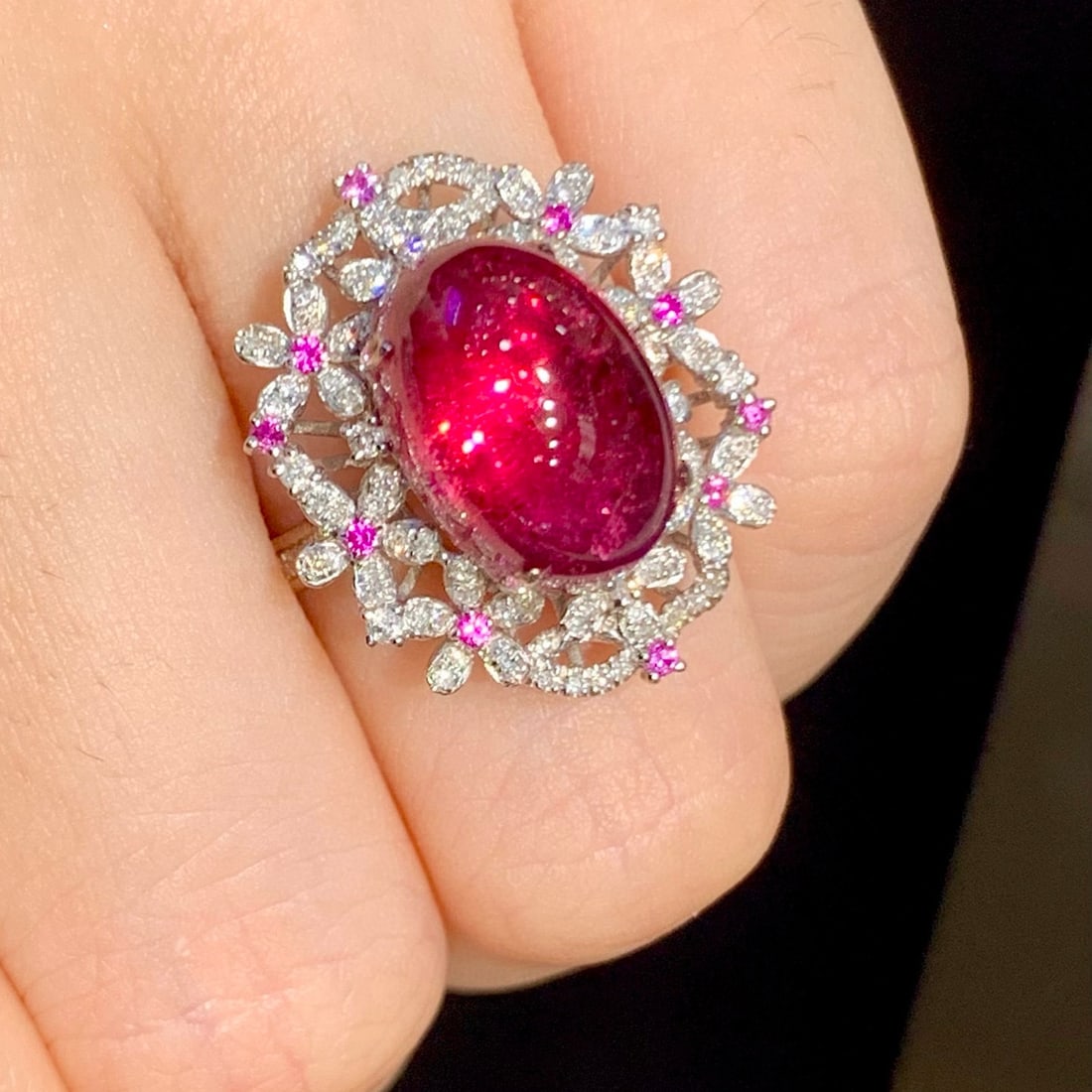 14k Gold 7.3 Ct Natural Tourmaline & Diamond Ring - 6