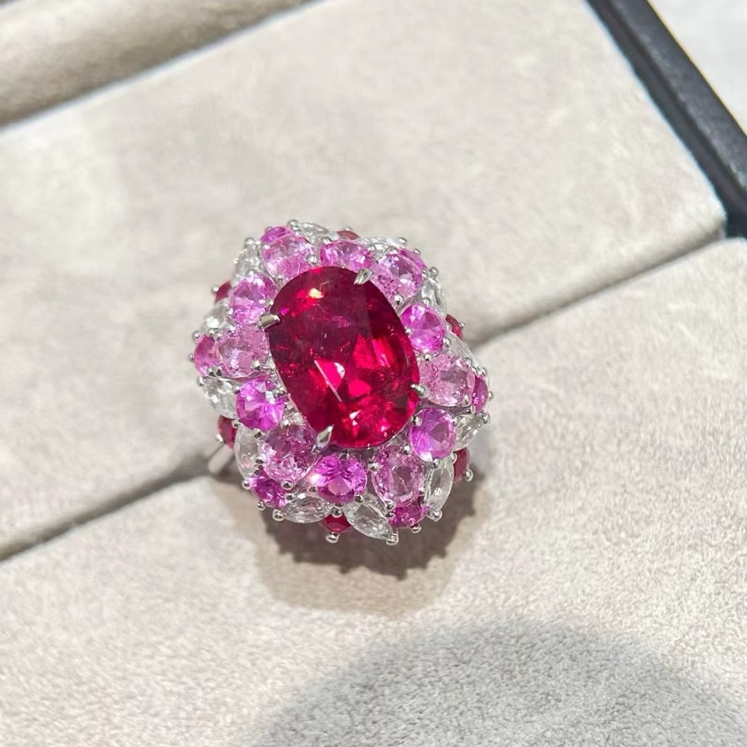 14k Gold 8.47 Ctw Natural Tourmaline & Sapphire Ring - 3