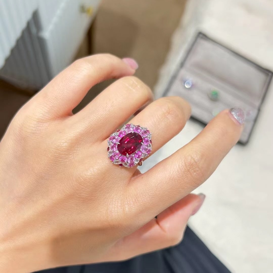 14k Gold 8.47 Ctw Natural Tourmaline & Sapphire Ring - 4