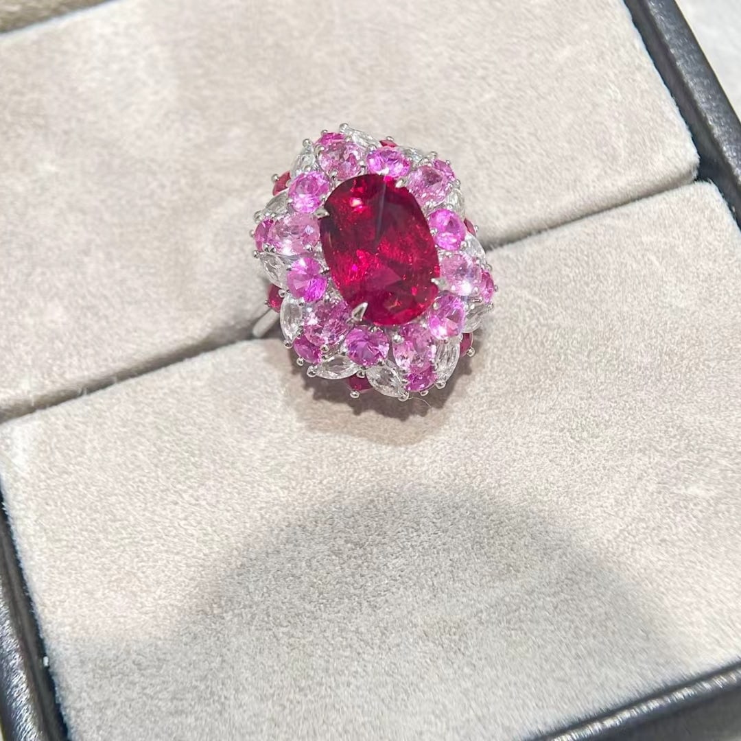 14k Gold 8.47 Ctw Natural Tourmaline & Sapphire Ring - 7