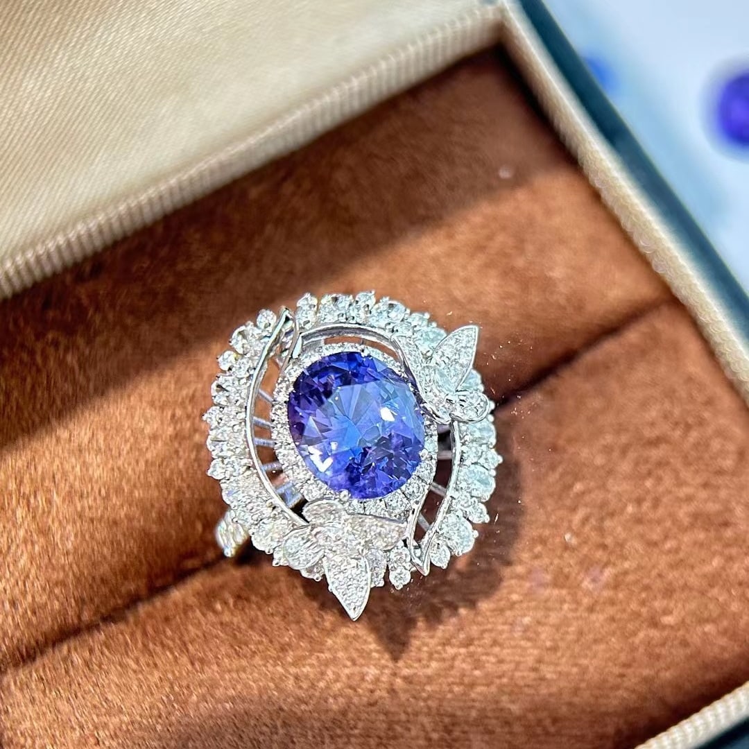14k Gold 5.38 Ctw Natural Sapphire & Diamond Ring/pendant( Without Chain ) - 2