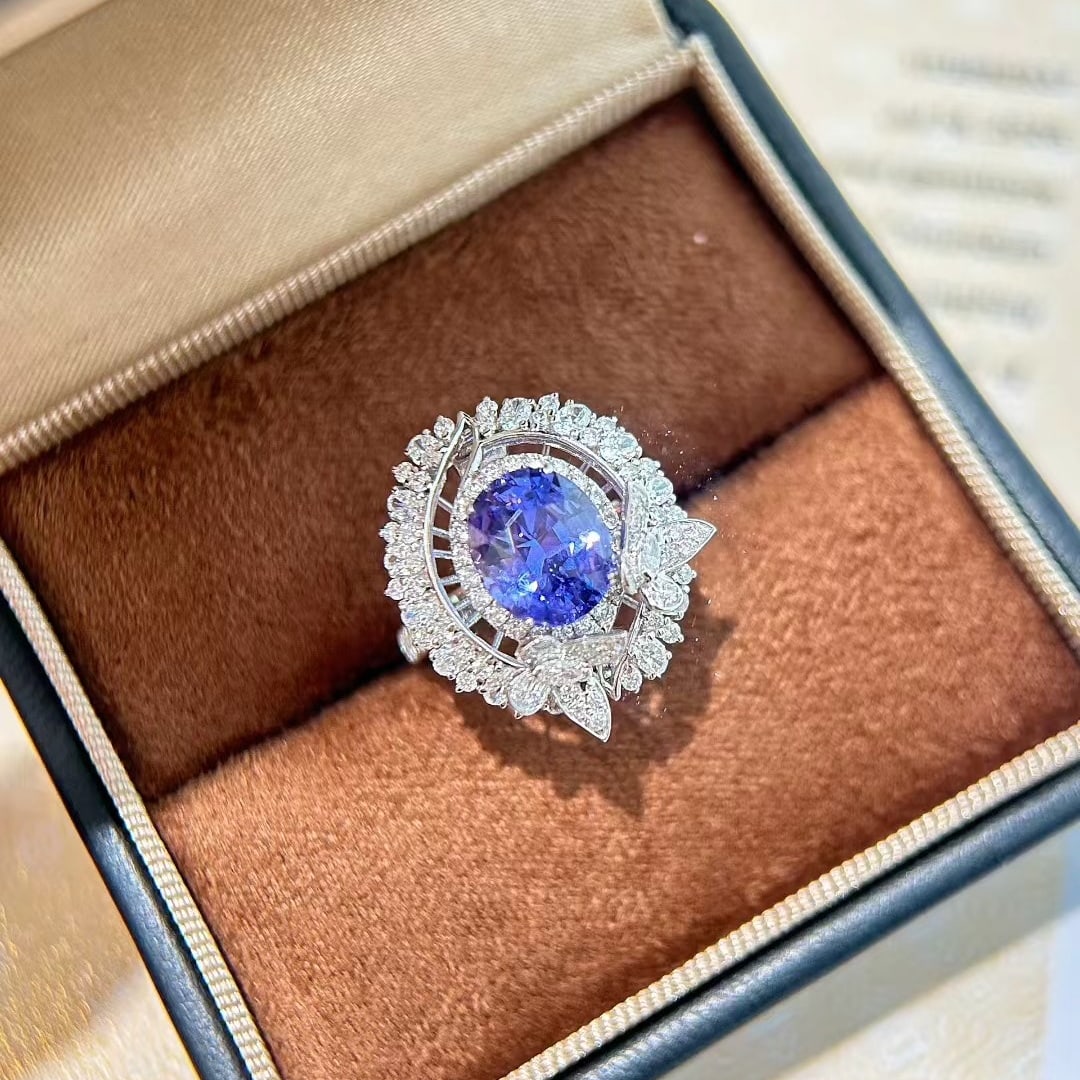 14k Gold 5.38 Ctw Natural Sapphire & Diamond Ring/pendant( Without Chain ) - 3