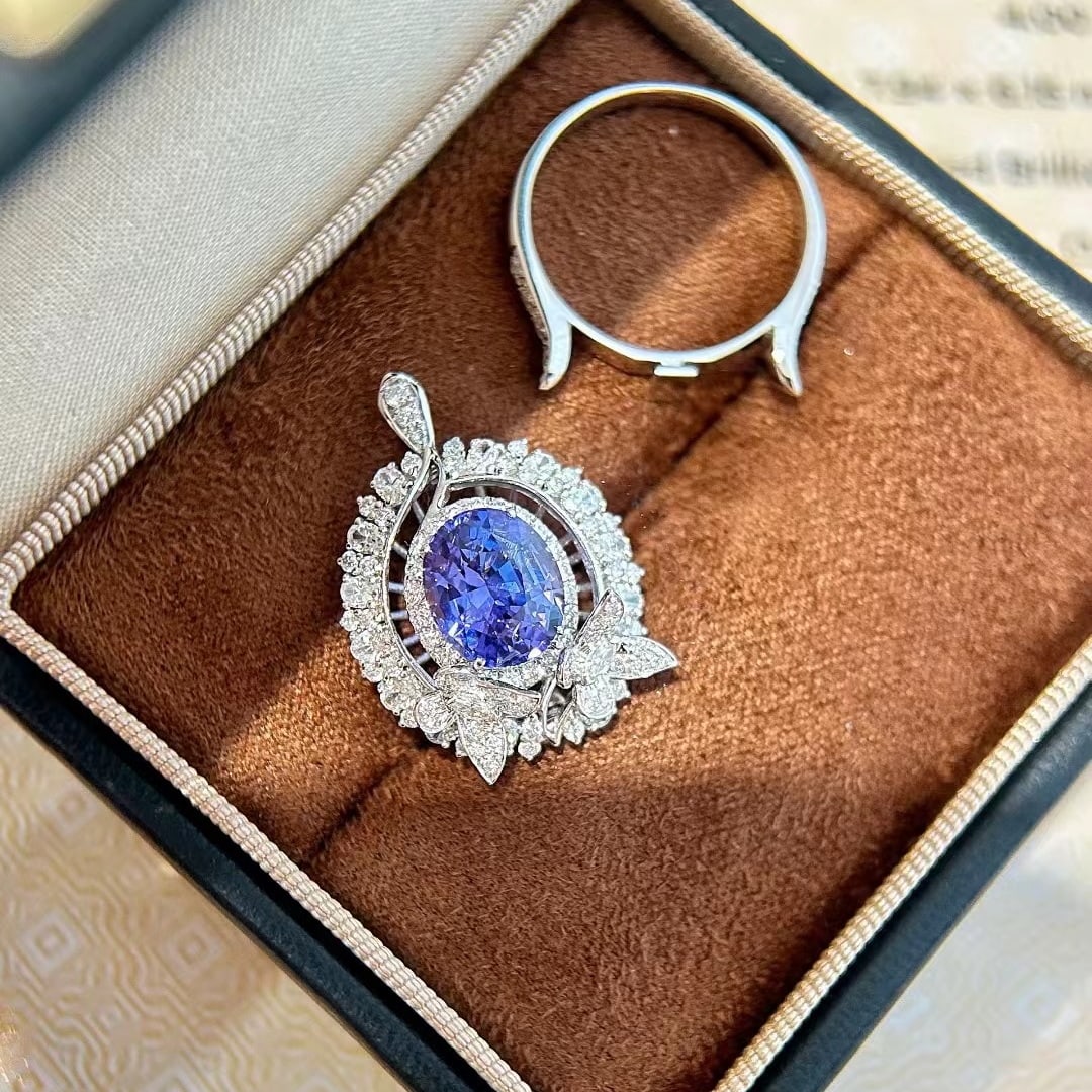 14k Gold 5.38 Ctw Natural Sapphire & Diamond Ring/pendant( Without Chain ) - 4