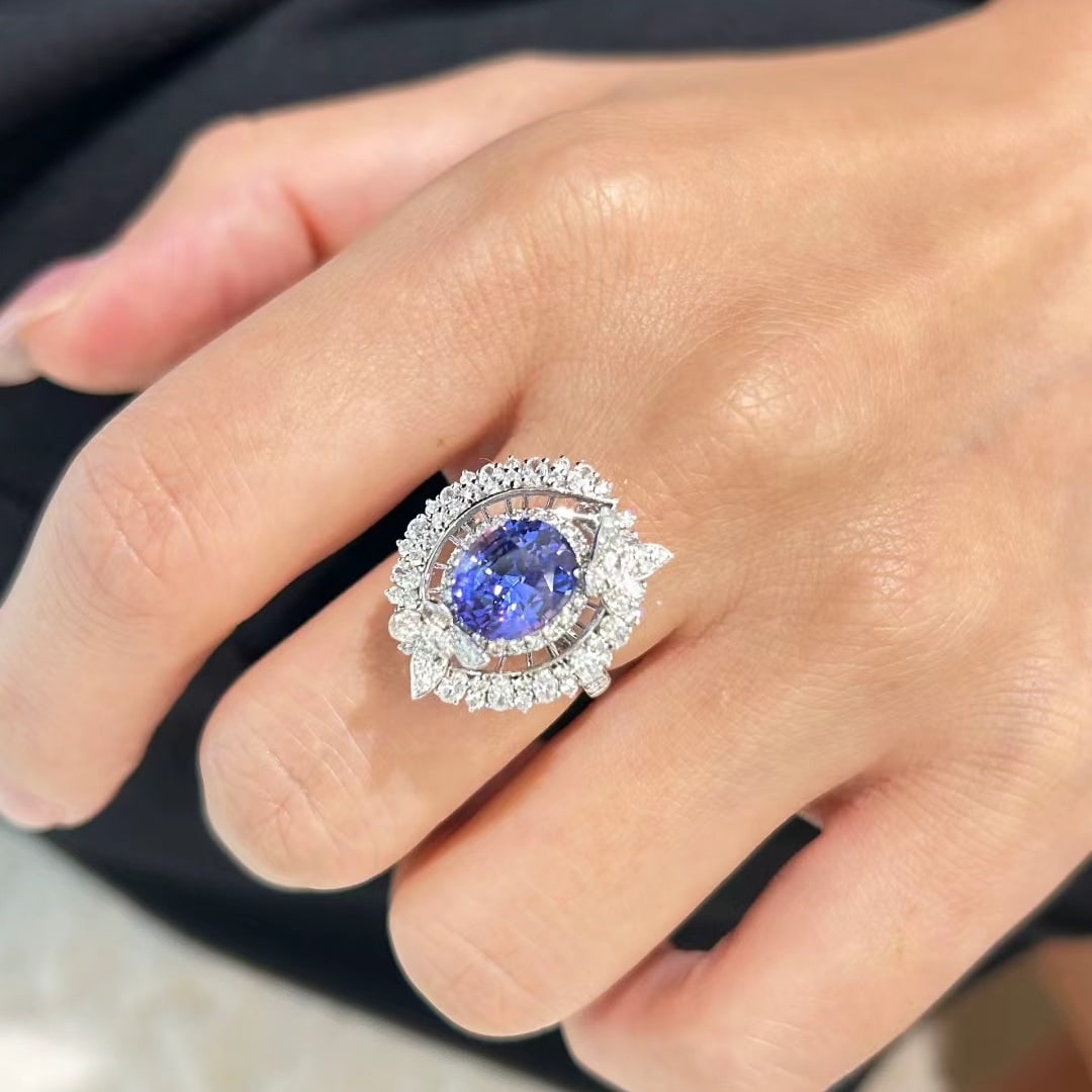 14k Gold 5.38 Ctw Natural Sapphire & Diamond Ring/pendant( Without Chain ) - 7