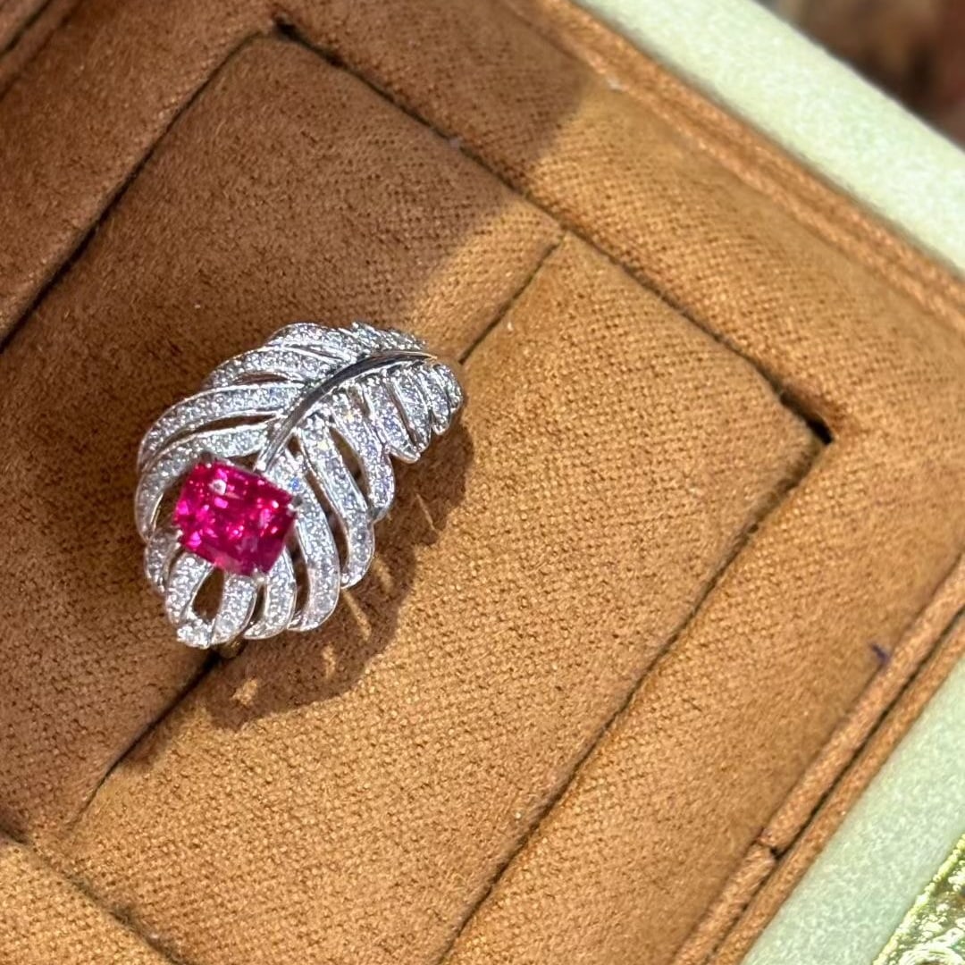 14k Gold 0.91 Ct Natural Ruby & Diamond Ring - 4