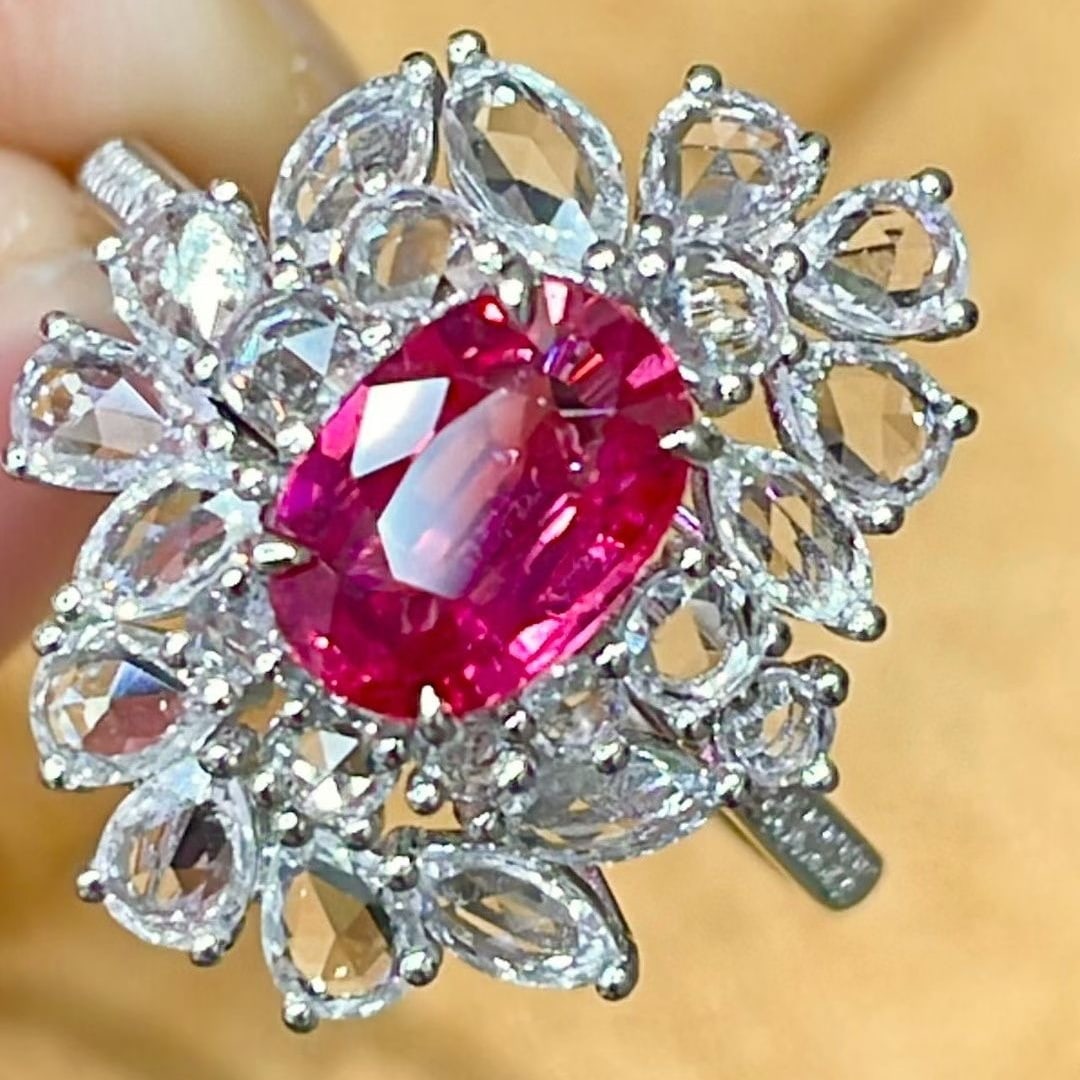 14k Gold 1.1 Ct Natural Ruby & Diamond & Sapphire Ring - 2