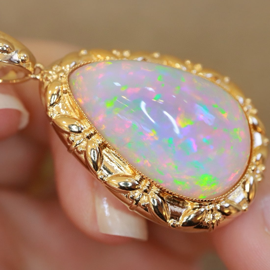 14k Gold 20.46 Ct Natural Opal Pendant( Without Chain ) - 4