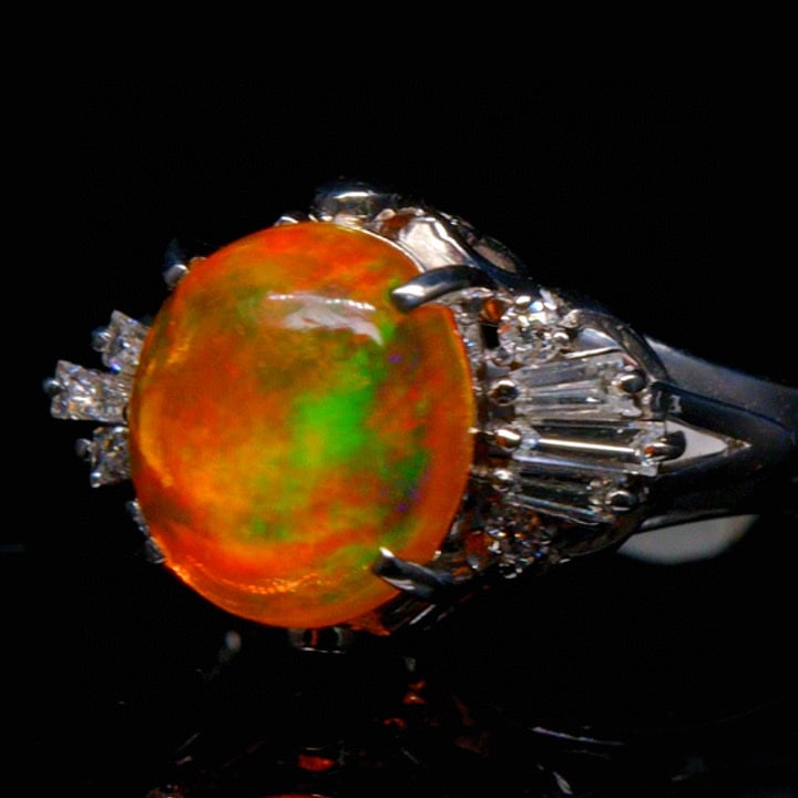 14k Gold 2.35 Ctw Natural Opal & Diamond Ring - 2