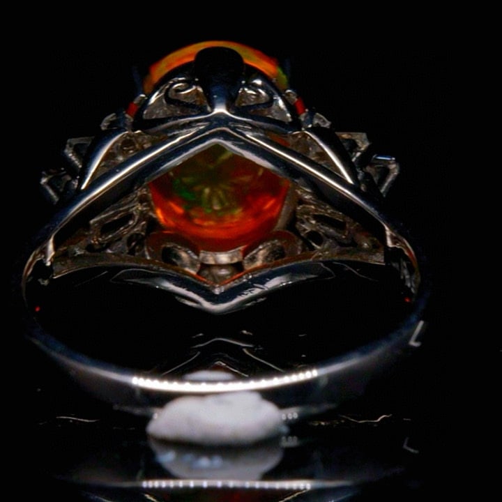14k Gold 2.35 Ctw Natural Opal & Diamond Ring - 4