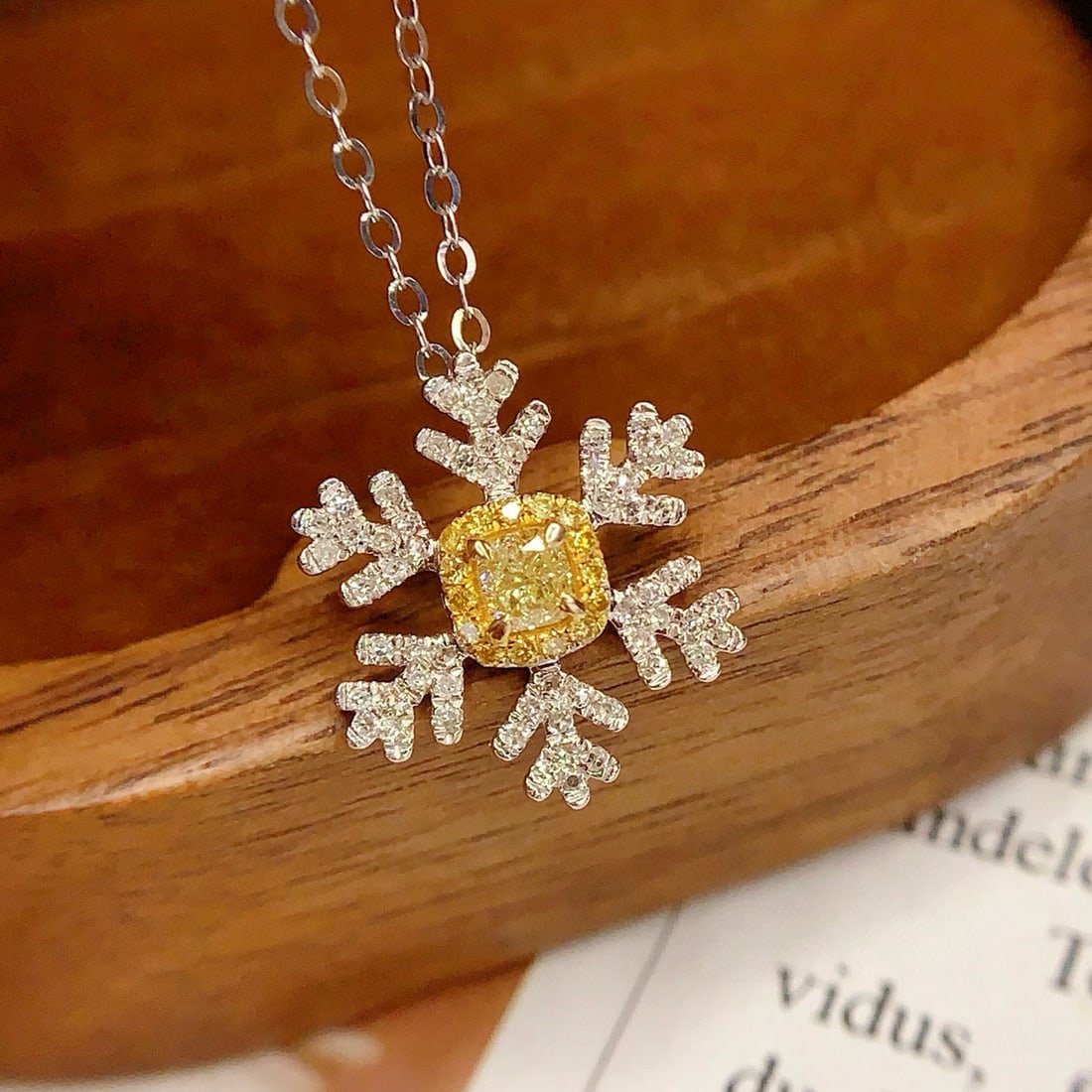 14k Gold 0.3 Ct Natural Yellow Diamond & Diamond Pendant( Without Chain ) - 4