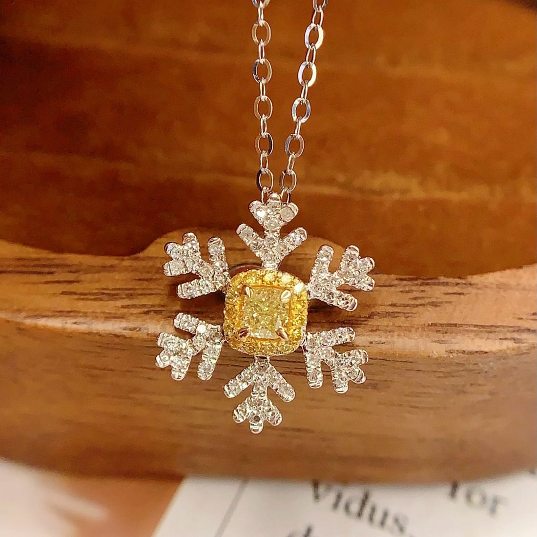 14k Gold 0.3 Ct Natural Yellow Diamond & Diamond Pendant( Without Chain ) - 5