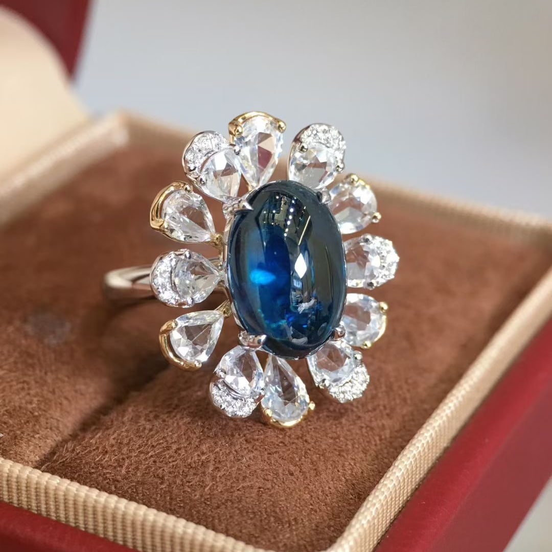 14k Gold 9.02 Ctw Natural Tourmaline & Sapphire Ring - 2