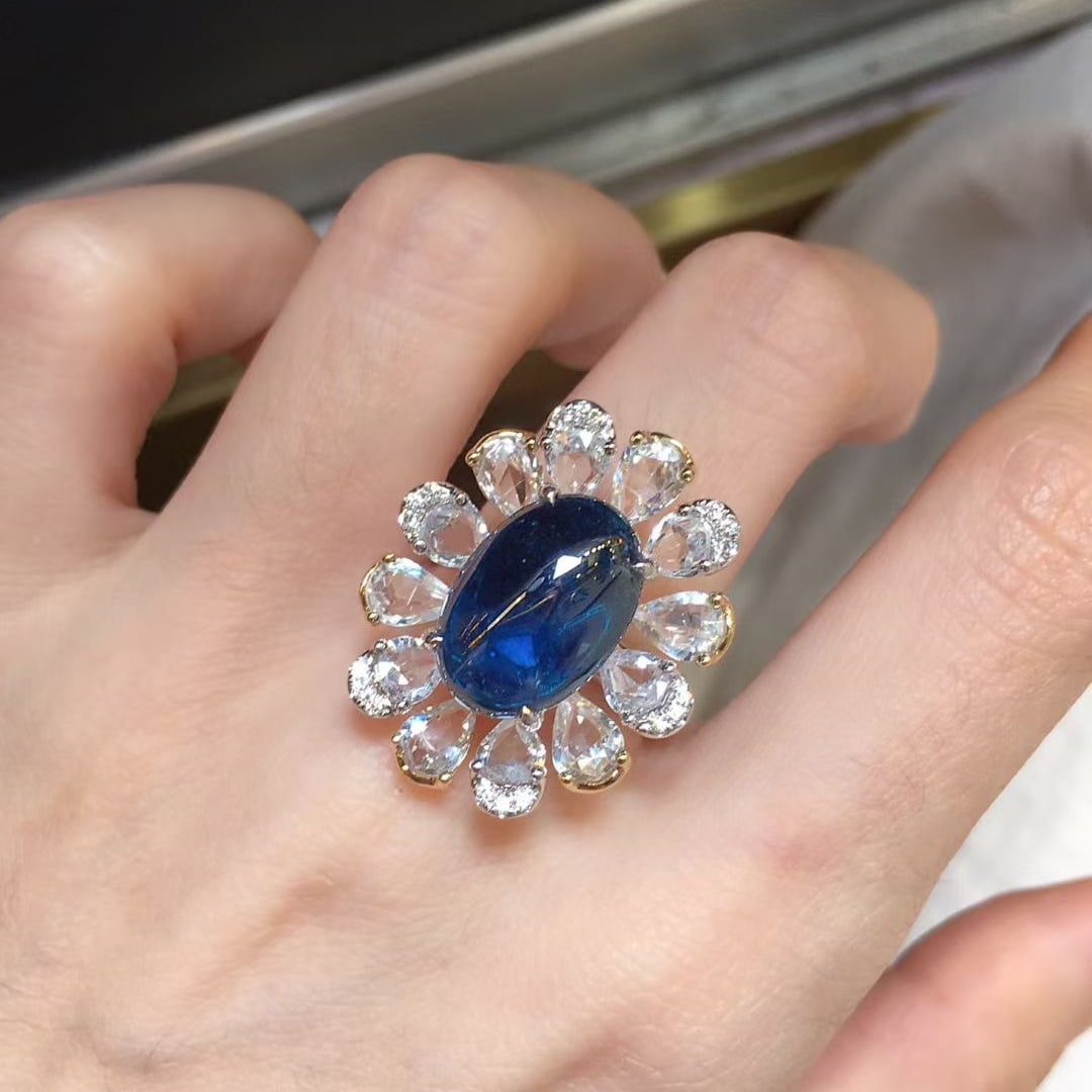 14k Gold 9.02 Ctw Natural Tourmaline & Sapphire Ring - 3