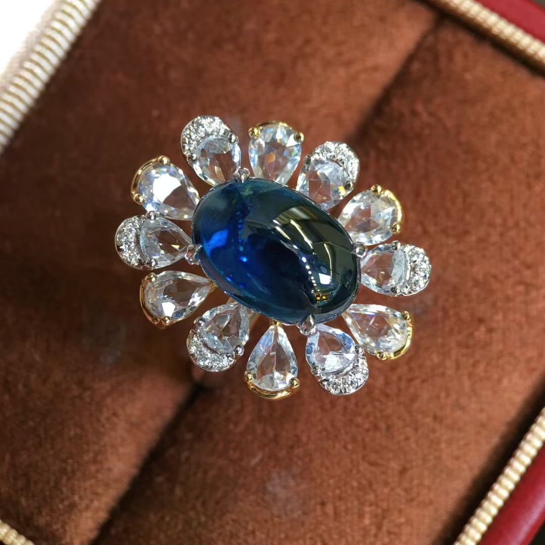 14k Gold 9.02 Ctw Natural Tourmaline & Sapphire Ring - 5