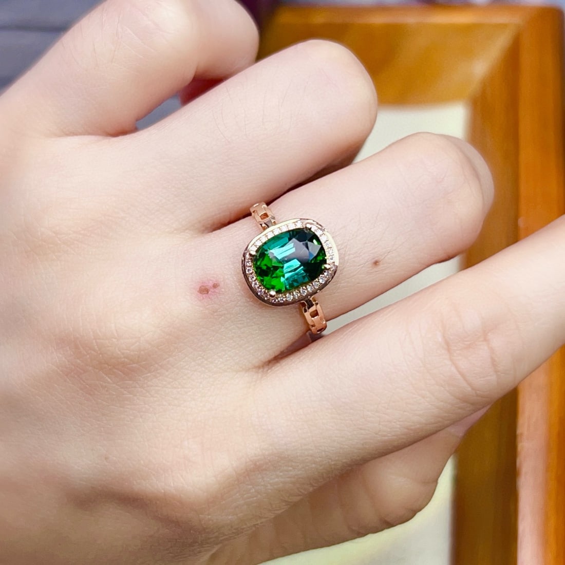 14k Gold 2.69 Ctw Natural Tourmaline & Diamond Ring - 4