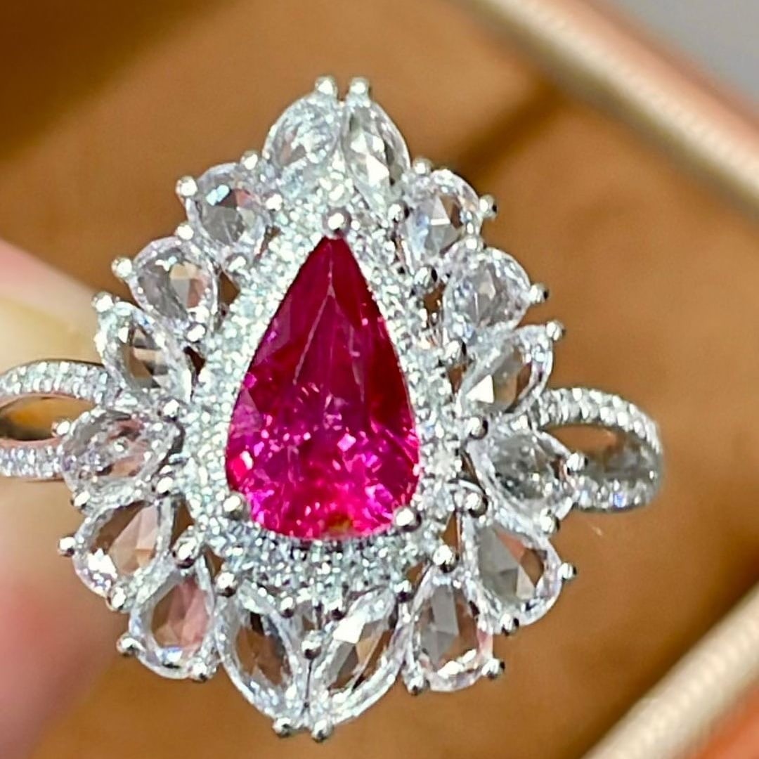 14k Gold 1.02 Ct Natural Ruby & Diamond & Sapphire Ring - 3