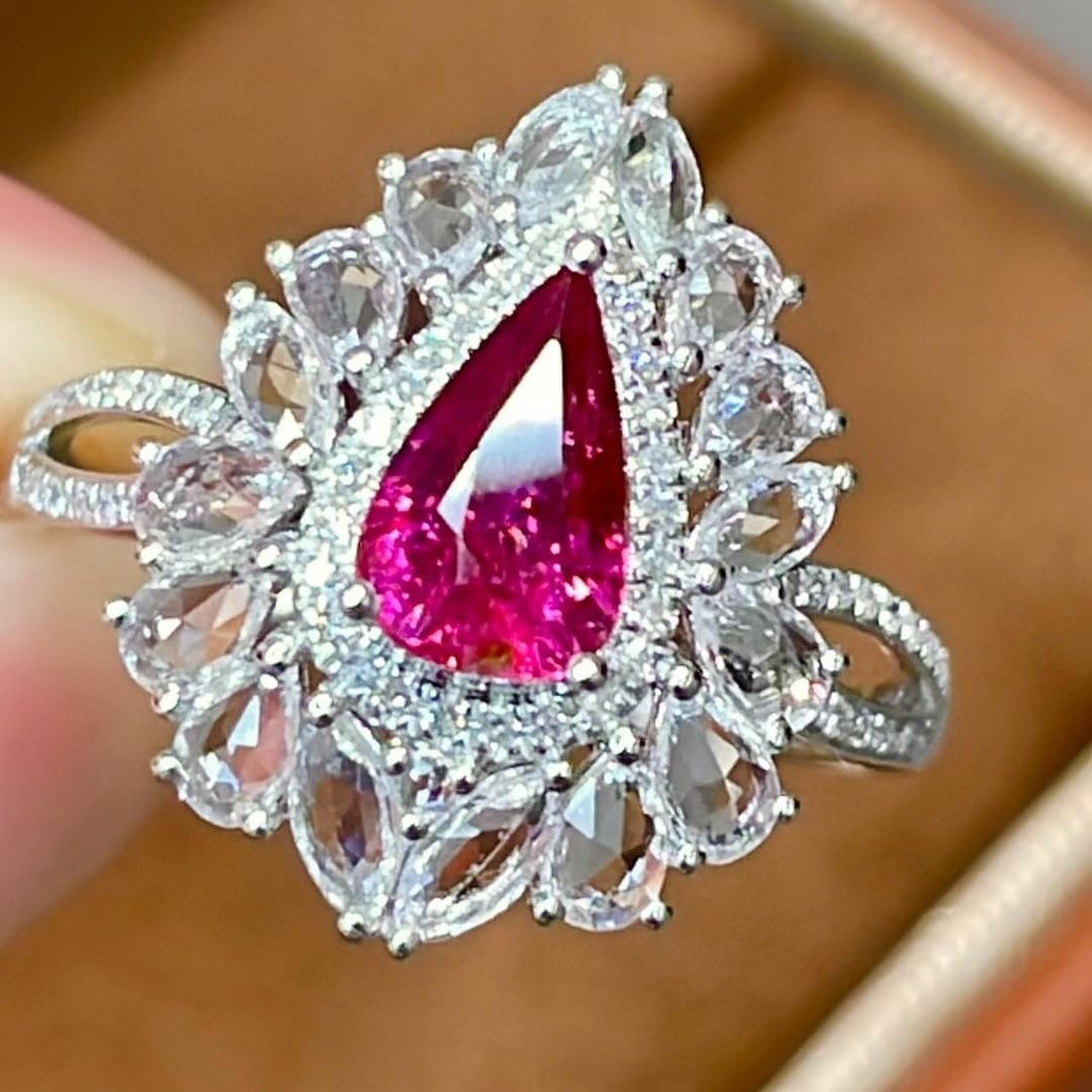 14k Gold 1.02 Ct Natural Ruby & Diamond & Sapphire Ring - 4