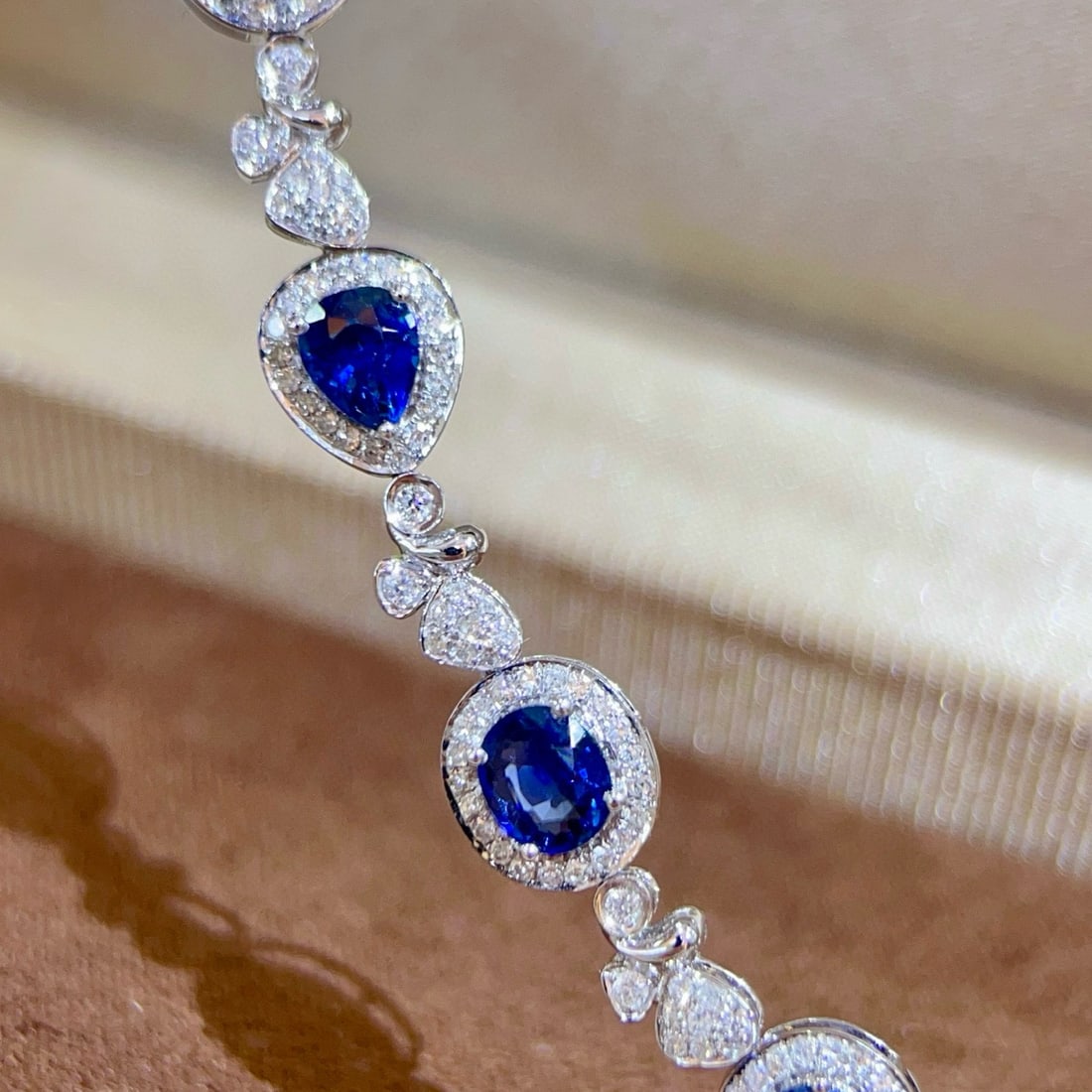 14k Gold 4.18 Ctw Natural Sapphire & Diamond Bracelet - 3