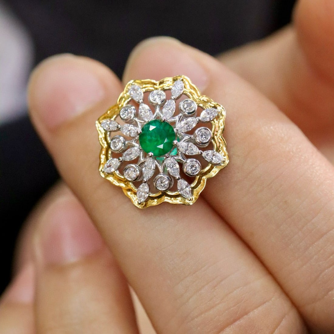 14k Gold 2.71 Ctw Vivid Green Natural Emerald & Lab Grown Diamond Earrings - 3