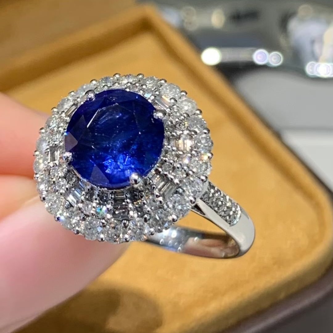 14k Gold 2.45 Ct Natural Sapphire & Diamond Ring - 2
